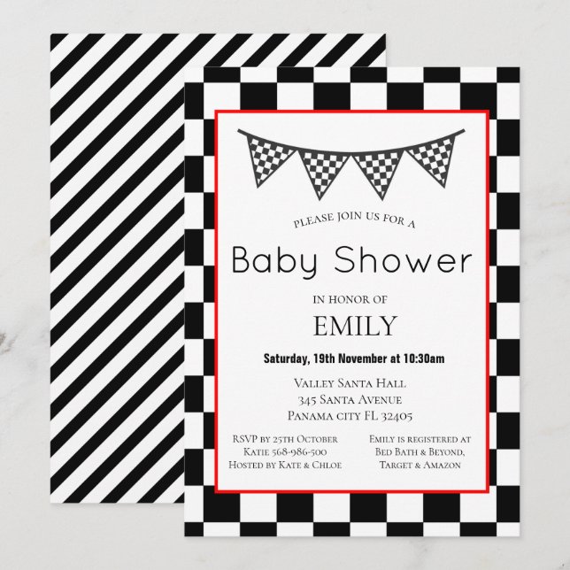 Invitation à une Baby Shower pour bébé pilote, Ann (Devant / Derrière)