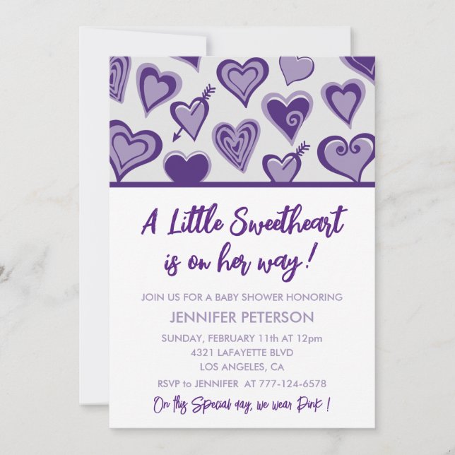 Invitation à une baby shower pour fille le jour de (Devant)