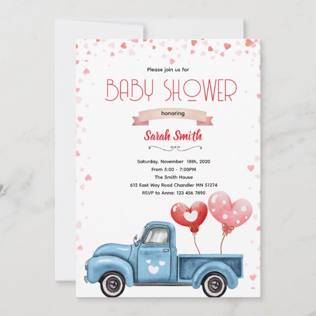 Invitation à une baby shower pour la Saint-Valenti (Devant)