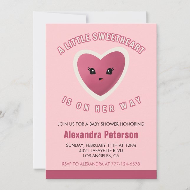 Invitation à une baby shower pour la Saint-Valenti (Devant)