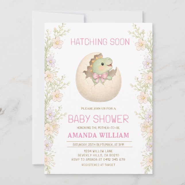 Invitation à une baby shower pour l'éclosion d'un  (Devant)