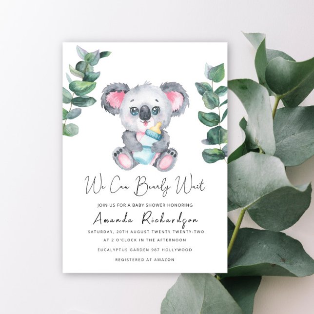 Invitation à une baby shower pour un bébé ours koa (Créateur téléchargé)