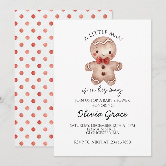 Invitation à une Baby Shower pour un bébé pain d'é (Devant / Derrière)