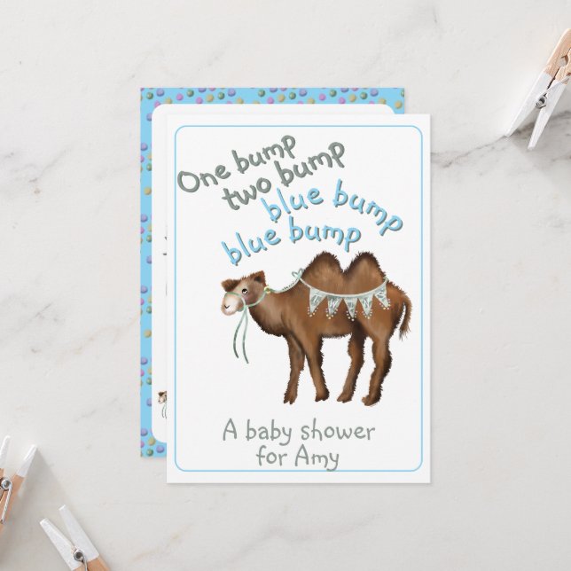 Invitation à une baby shower pour un et deux bosse (Devant/Arrière en situation)
