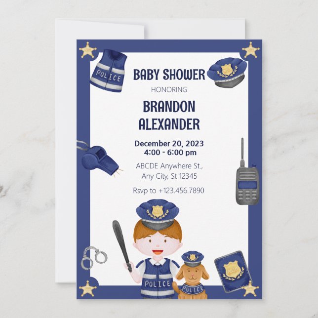 Invitation à une baby shower pour un garçon de pol (Devant)