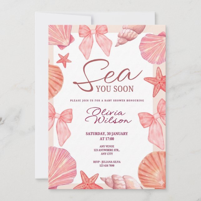 Invitation à une baby shower pour une fille (Devant)
