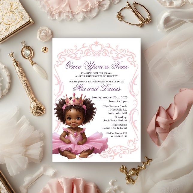 Invitation à une baby shower pour une princesse af (Créateur téléchargé)