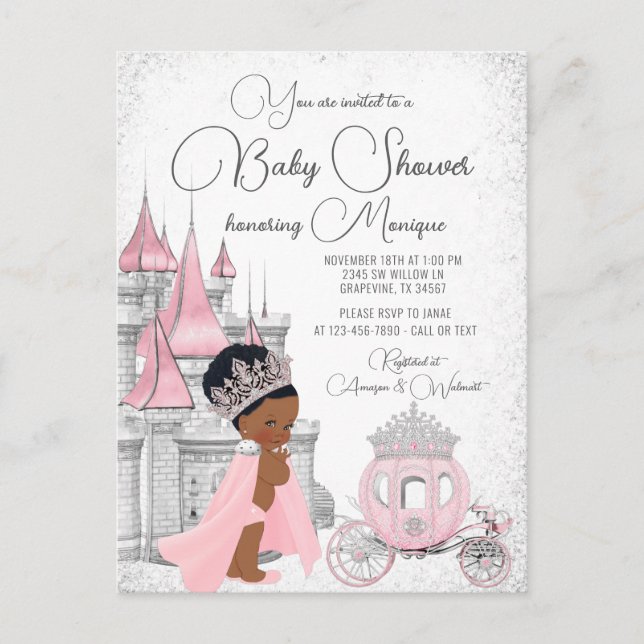 Invitation à une baby shower pour une princesse no (Devant)