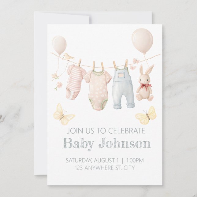Invitation à une Baby Shower pour Vêtements Bébé P (Devant)