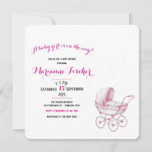 Invitation à une baby shower rétro pour fille