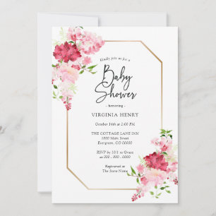 Invitation à une baby shower Rose Rouge