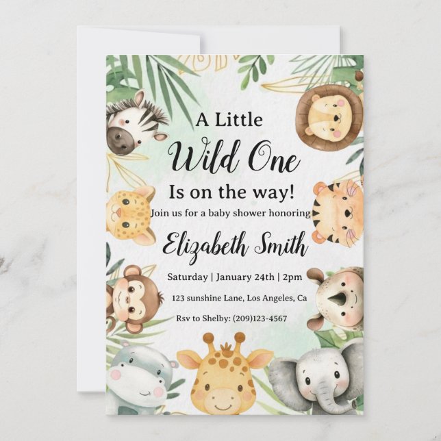 Invitation à une baby shower safari  (Devant)