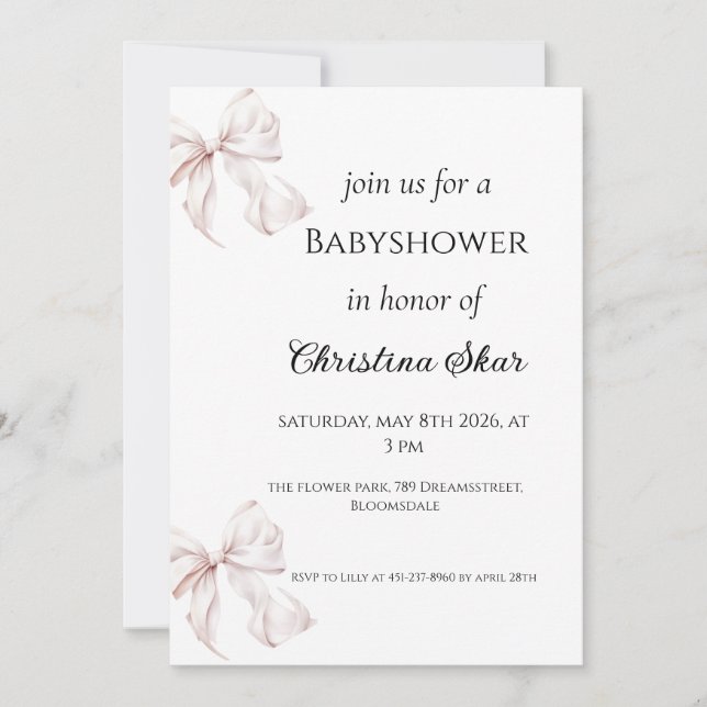 Invitation à une baby shower sous forme d'arc (Devant)