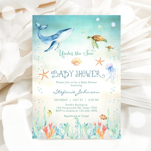 Invitation à une baby shower sous la mer (Créateur téléchargé)