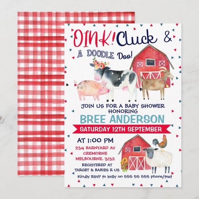 Invitation à une baby shower sur le thème de la fe (Devant / Derrière)