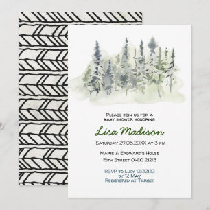 Invitation à une baby shower sur le thème de la fo
