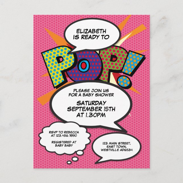 Invitation à une baby shower sur le thème de la po (Devant)