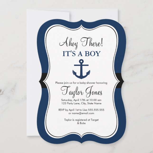 Invitation à une baby shower sur le thème de l'anc (Devant)