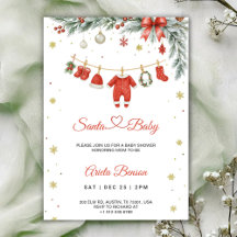 Invitation à une baby shower sur le thème de Noël