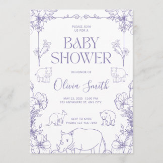 Invitation à une Baby Shower sur le thème des Anim