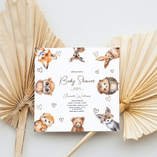 Invitation à une baby shower sur le thème des anim (Créateur téléchargé)