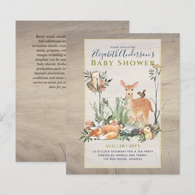 Invitation à une Baby Shower sur le thème des Anim (Devant / Derrière)
