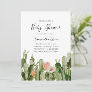 Invitation à une Baby Shower sur le thème des Cact