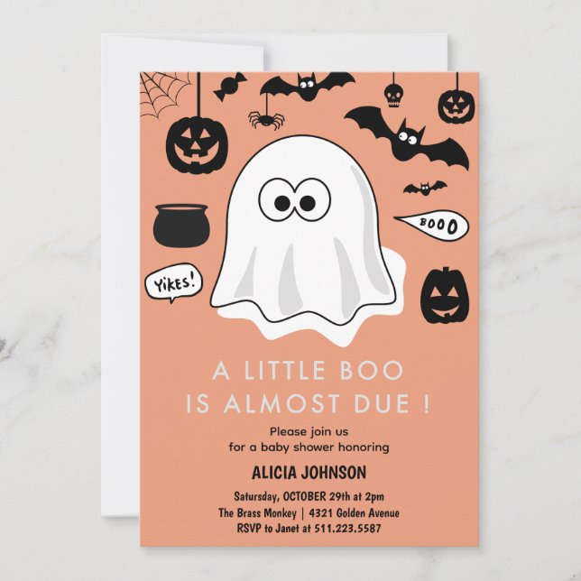 Invitation à une baby shower sur le thème d'Hallow (Devant)