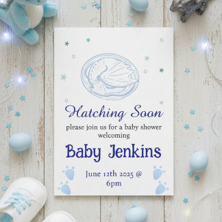 Invitation à une baby shower sur le thème du drago