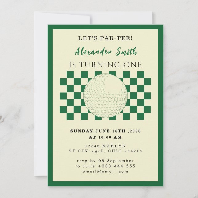 Invitation à une Baby Shower sur le thème du Golf (Devant)