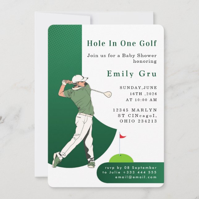 Invitation à une Baby Shower sur le thème du Golf (Devant)