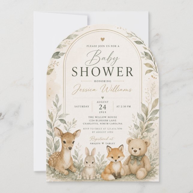 Invitation à une baby shower sur le thème du safar (Devant)
