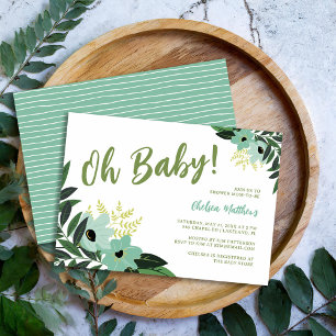 Invitation à une baby shower sur le thème floral t
