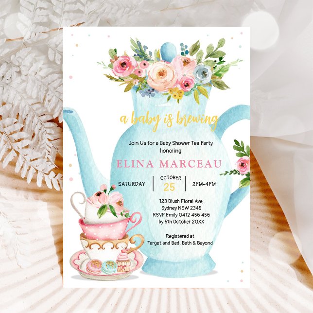 Invitation à une Baby Shower Tea Party 'Un bébé se (Créateur téléchargé)