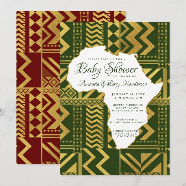 Invitation à une Baby Shower Tribale Africaine (Devant / Derrière)