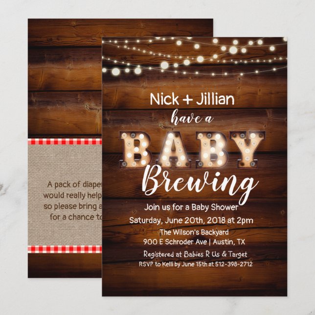 Invitation à une Baby Shower 'Un Bébé est en Route (Devant / Derrière)
