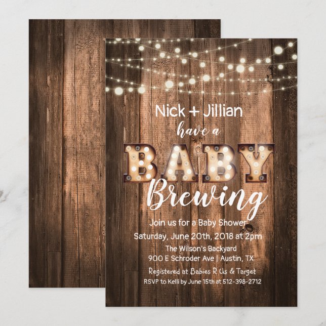 Invitation à une Baby Shower 'Un Bébé est en Route (Devant / Derrière)