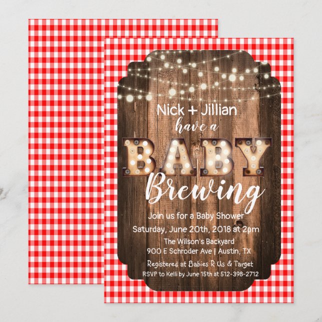 Invitation à une Baby Shower 'Un Bébé est en Route (Devant / Derrière)