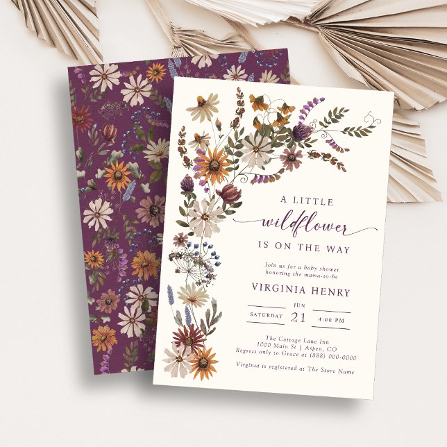 Invitation à une Baby Shower : Une Petite Fleur Sa (A Little Wildflower Baby Shower Invitation
)