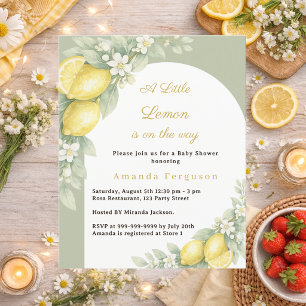 Invitation à une baby shower verte au citron et à