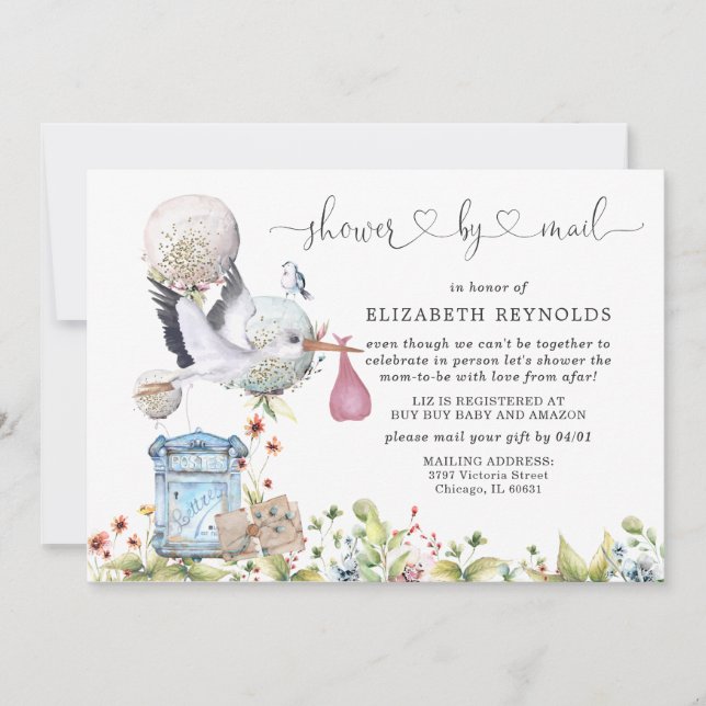 Invitation à une baby shower virtuelle par la post (Devant)