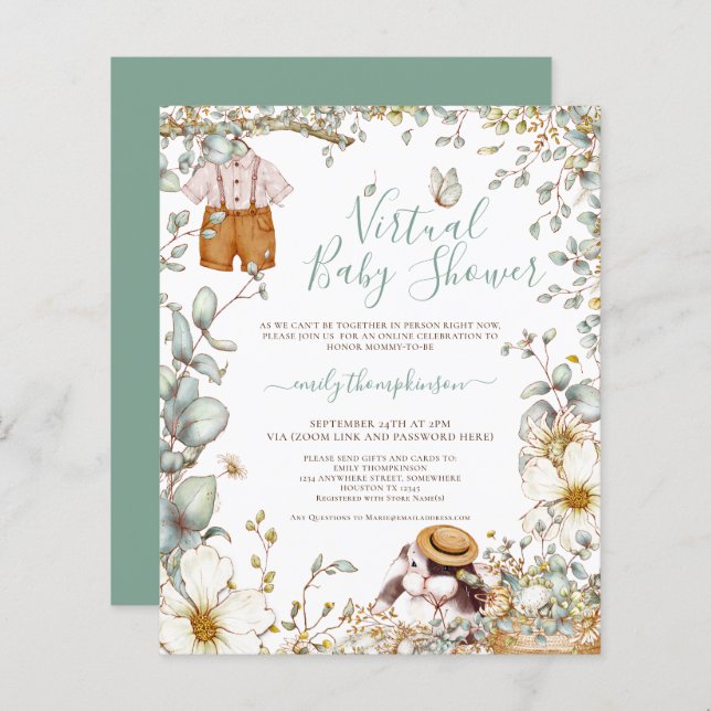 Invitation à une Baby Shower Virtuelle pour un Pet (Devant / Derrière)