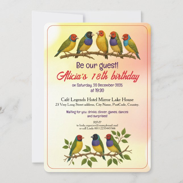 Invitation à une belle fête d'anniversaire avec no (Devant)