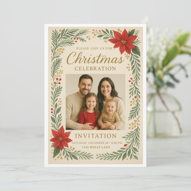 Invitation à une célébration de Noël élégante  (Debout devant)