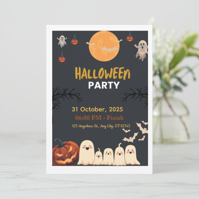 Invitation à une célébration d'Halloween douce et  (Debout devant)