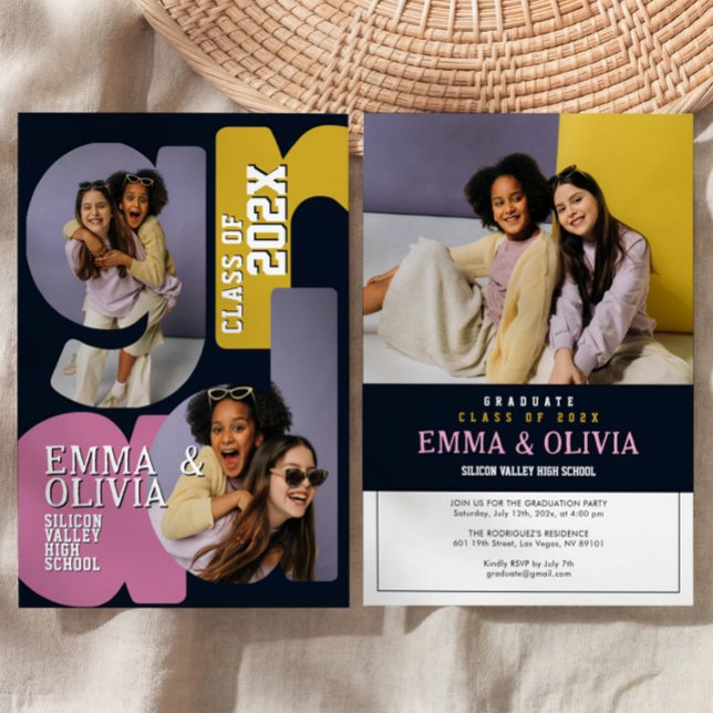 Invitation à une double fête de remise de diplômes (Créateur téléchargé)