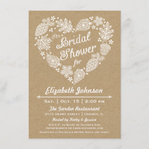 Invitation à une douche de coeur pour les Feuilles