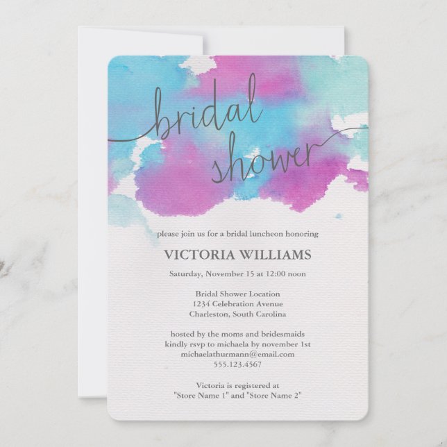 Invitation à une douche nuptiale de rêve vibrante (Devant)