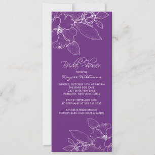 Invitation à une douche nuptiale pourpre en fleurs