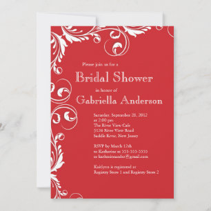 Invitation à une douche nuptiale rouge d'élégance 